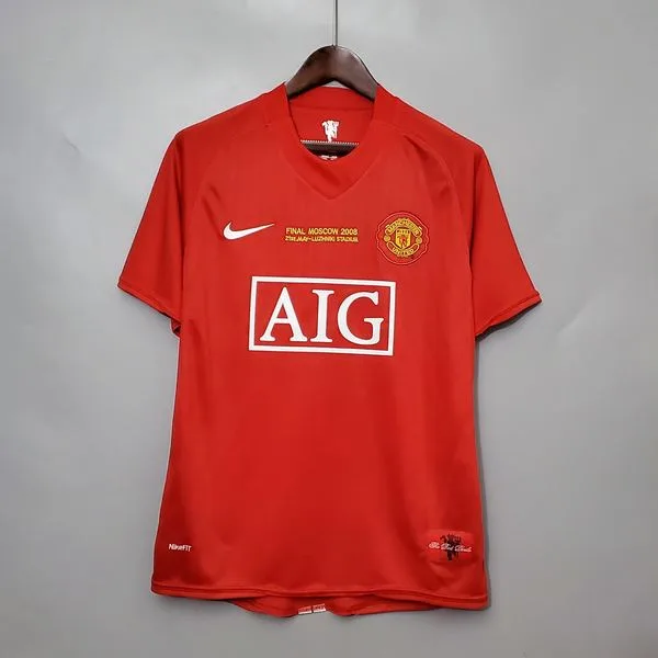 Camiseta de fútbol Manchester United 2007/08 LOCAL MANGA CORTA VERSION FAN